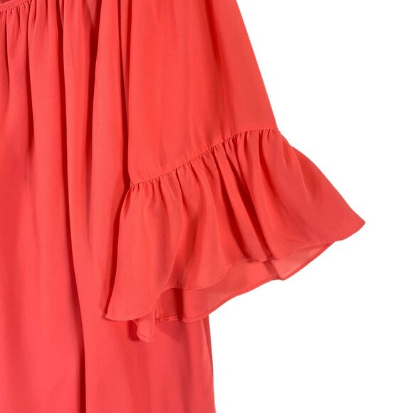 Cold shoulder mini dress 3/4 sleeve coral color dress size  medium STRUT & BOLT - Picture 5 of 14